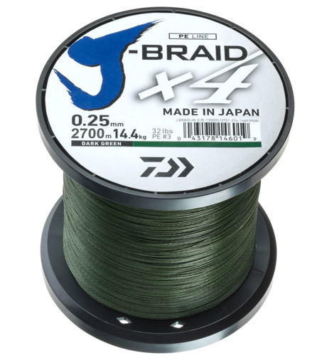 Obrázek z Daiwa J-Braid X4 Tmavě zelená, 0.19mm 10.2kg 1m