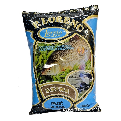 Tmavá vnadící směs Lorpio Extra Plotice Černá se slaným čokoládovým mixem pro opatrné ryby, 1,9kg.
