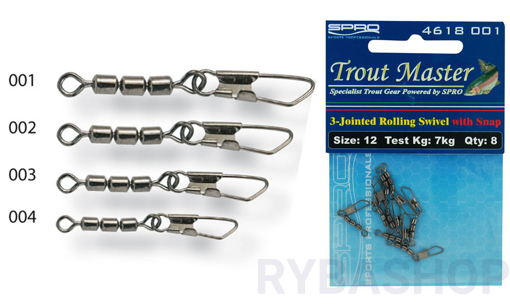 Obrázek Trojitý obratlík s karabinkou Spro, vel.20 3kg