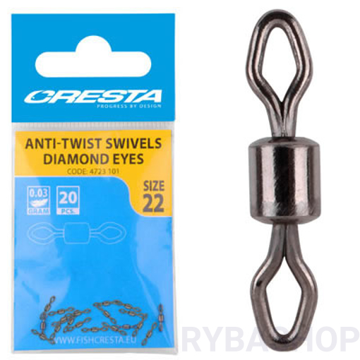 Cresta anti-twist Swivels Diamond Eyes size 20 Coarse Carp Fishing new 20pcs 