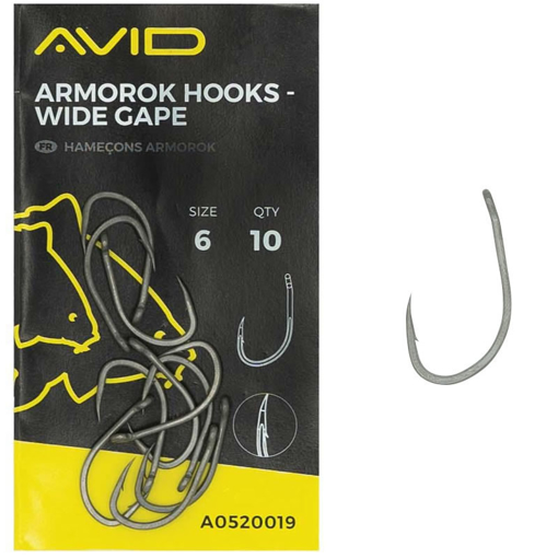 Avid Carp Armorok Wide Gape Hooks #2 Barbed