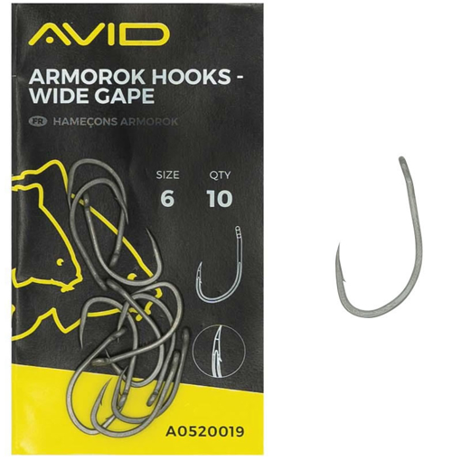 Avid Carp Armorok Wide Gape Hooks #6 Barbed