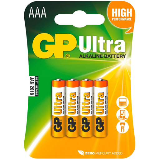 Baterie GP Ultra Alkaline AAA 1.5V blistr 4ks