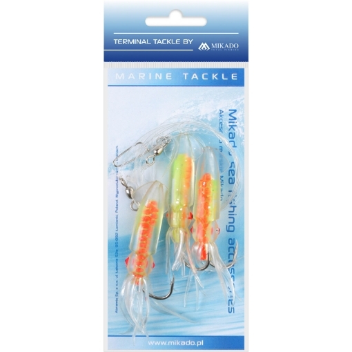 Obrázek Mikado Sea Set - Squid Rig 7.5cm 3x4/0 Oranžová Zelená