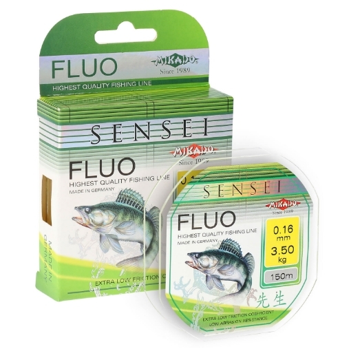 Svítivý vlasec fluo žluté barvy Mikado Sensei Fluo 150m - 0.18mm 4.10kg