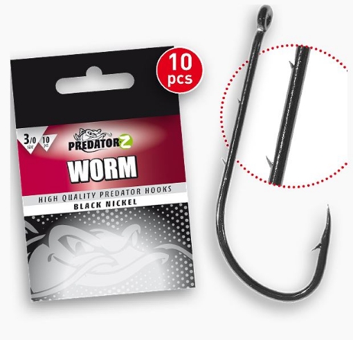 Picture of Carp Zoom Predator Hook Worm - 10 pcs / Size 1
