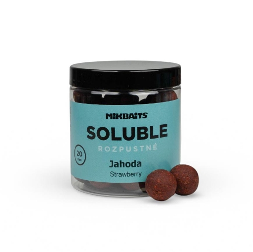 Rozpustné SOLUBLE boilie 250ml - Jahoda 20mm