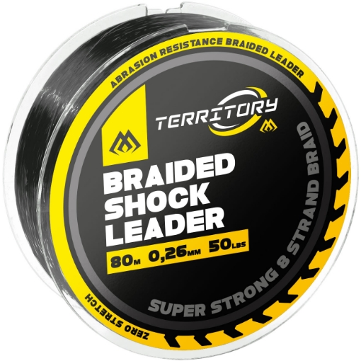 Mikado pletená šoková šňůra Territory Braided Shock Leader s nosností 70lb a délkou 80m pro extrémní náhozy